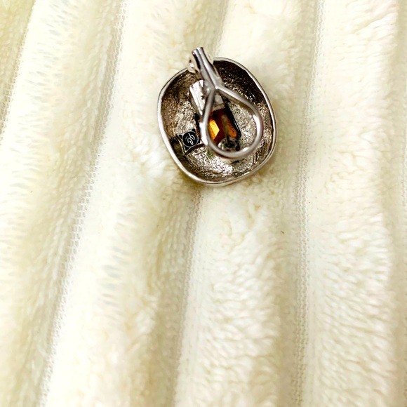 NWOT SILVER BRAID TOPAZ STUD PIERCED EARRINGS DAVID YURMAN STYLE LOOK STUNNING - Picture 4 of 4